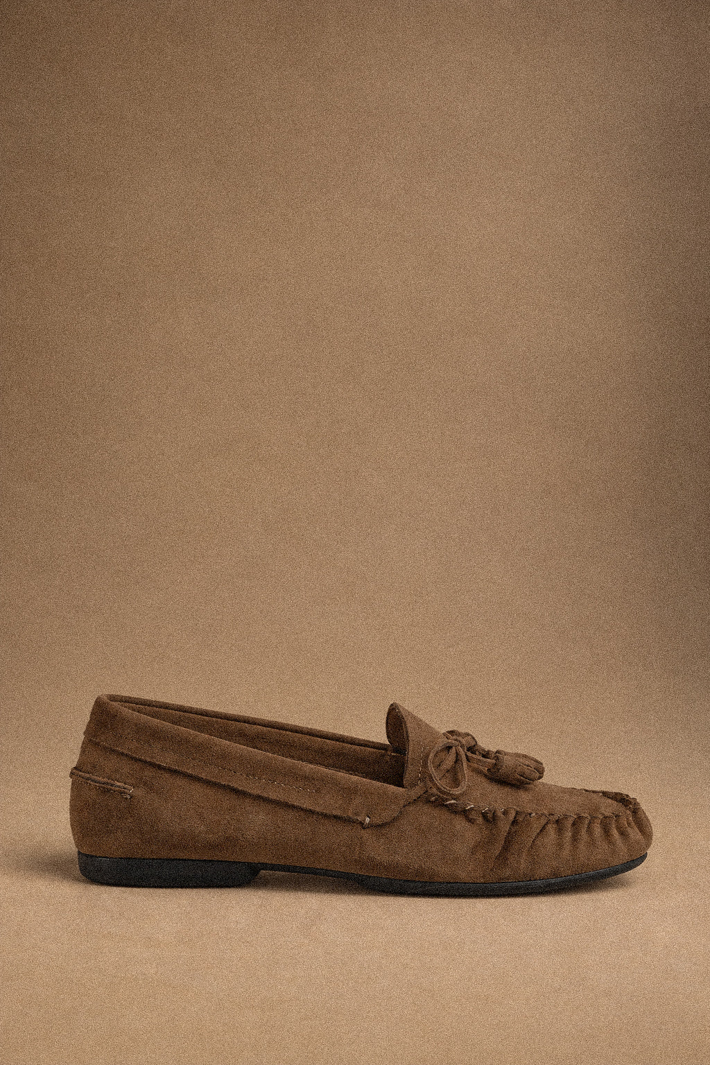 Mocassino Donna Color Camel Effetto Suede vaschetta arricciata
