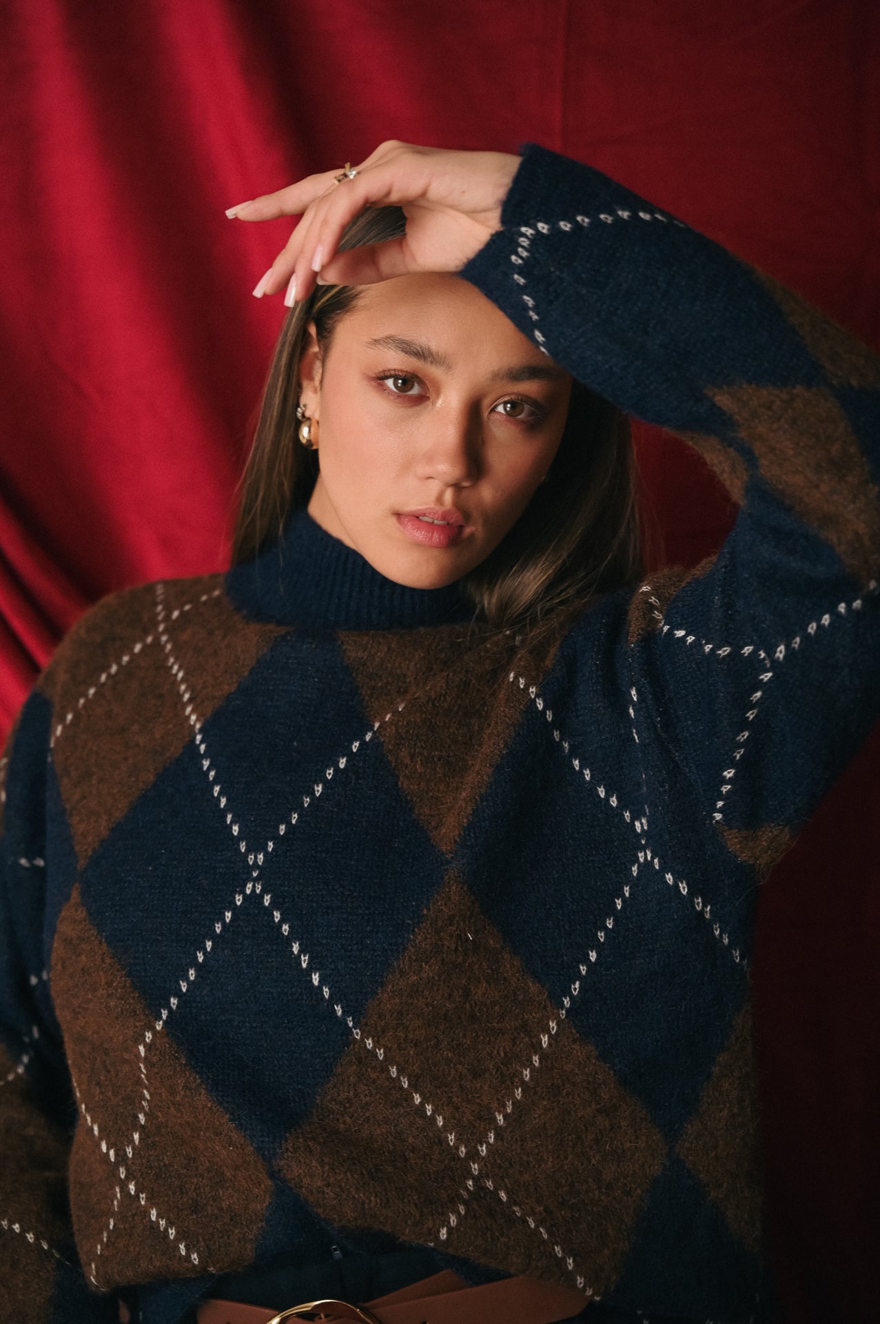 Maglione Donna Collo Alto Fantasia a rombi