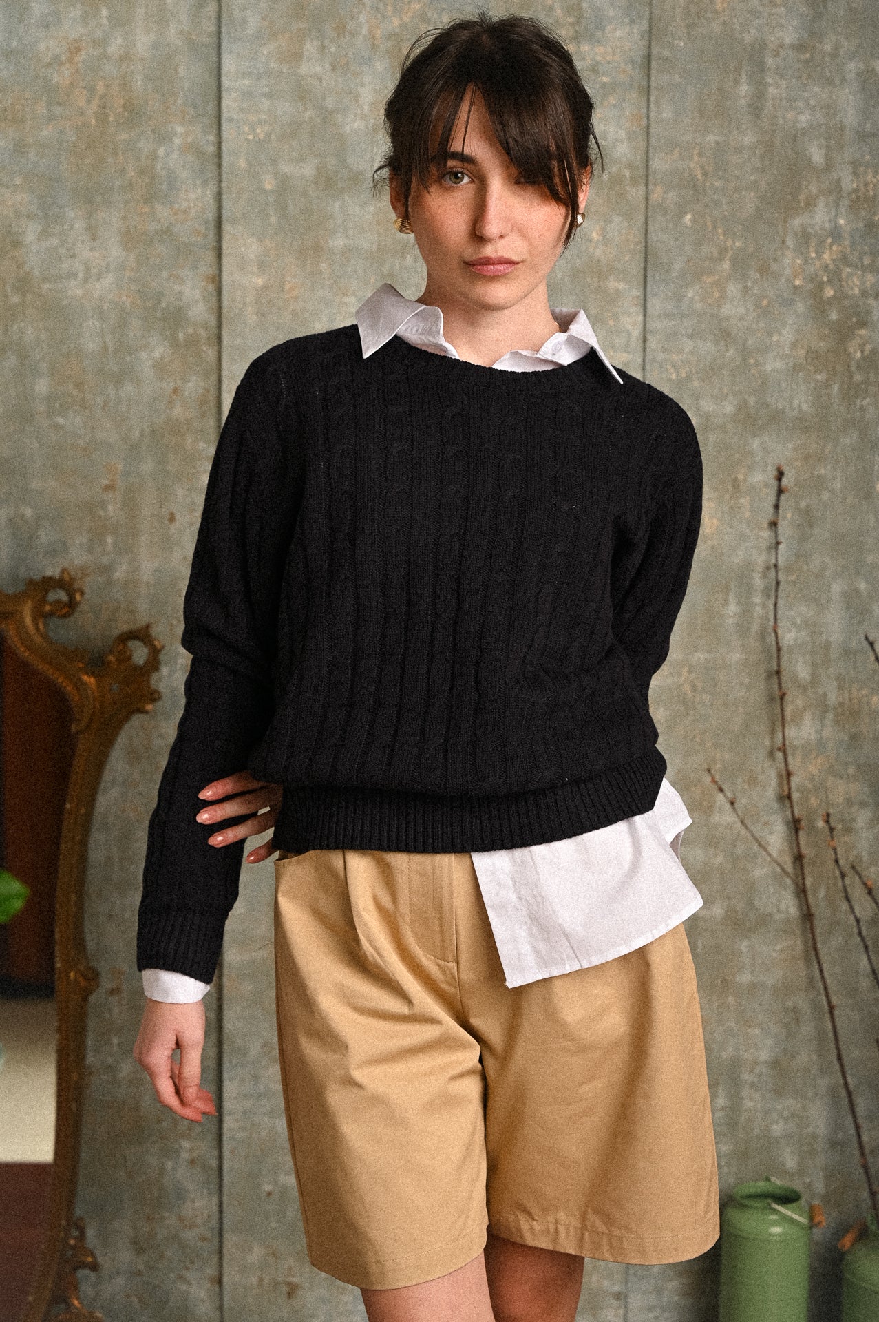 Maglione Rosmarino Donna motivo trecce