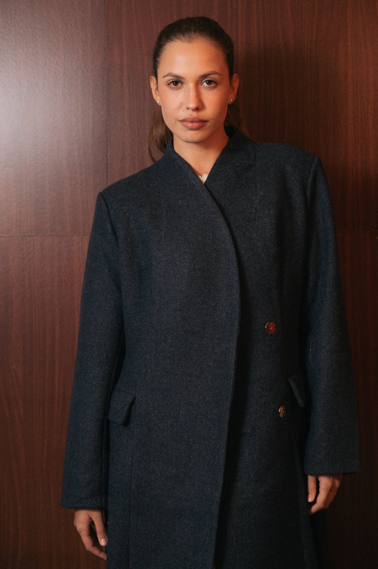 Cappotto Lungo Donna in Lana | Collo Coreano