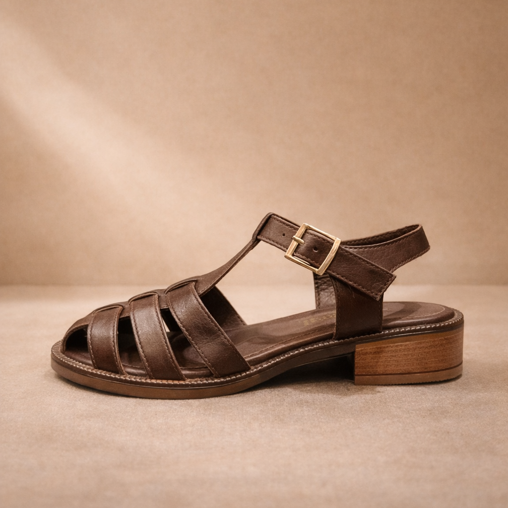 Sandalo Fisherman in Pelle Marrone con Cinturino