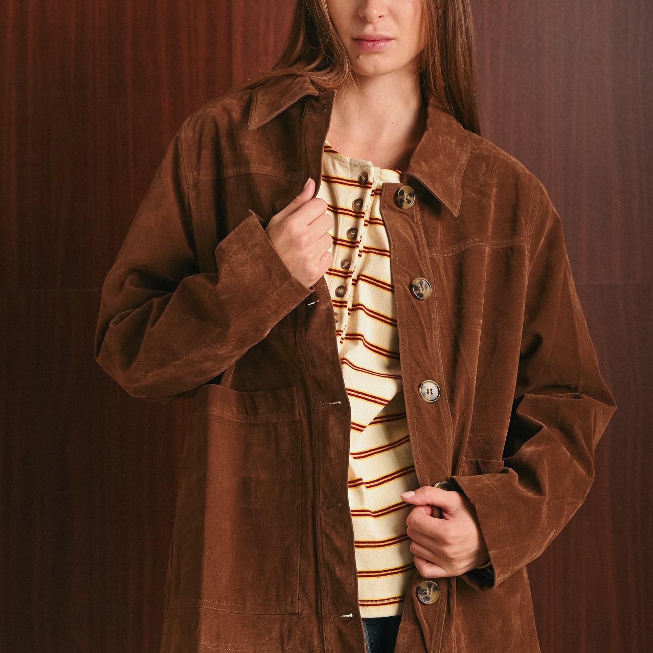 Giacca Dayana donna effetto suede color camel
