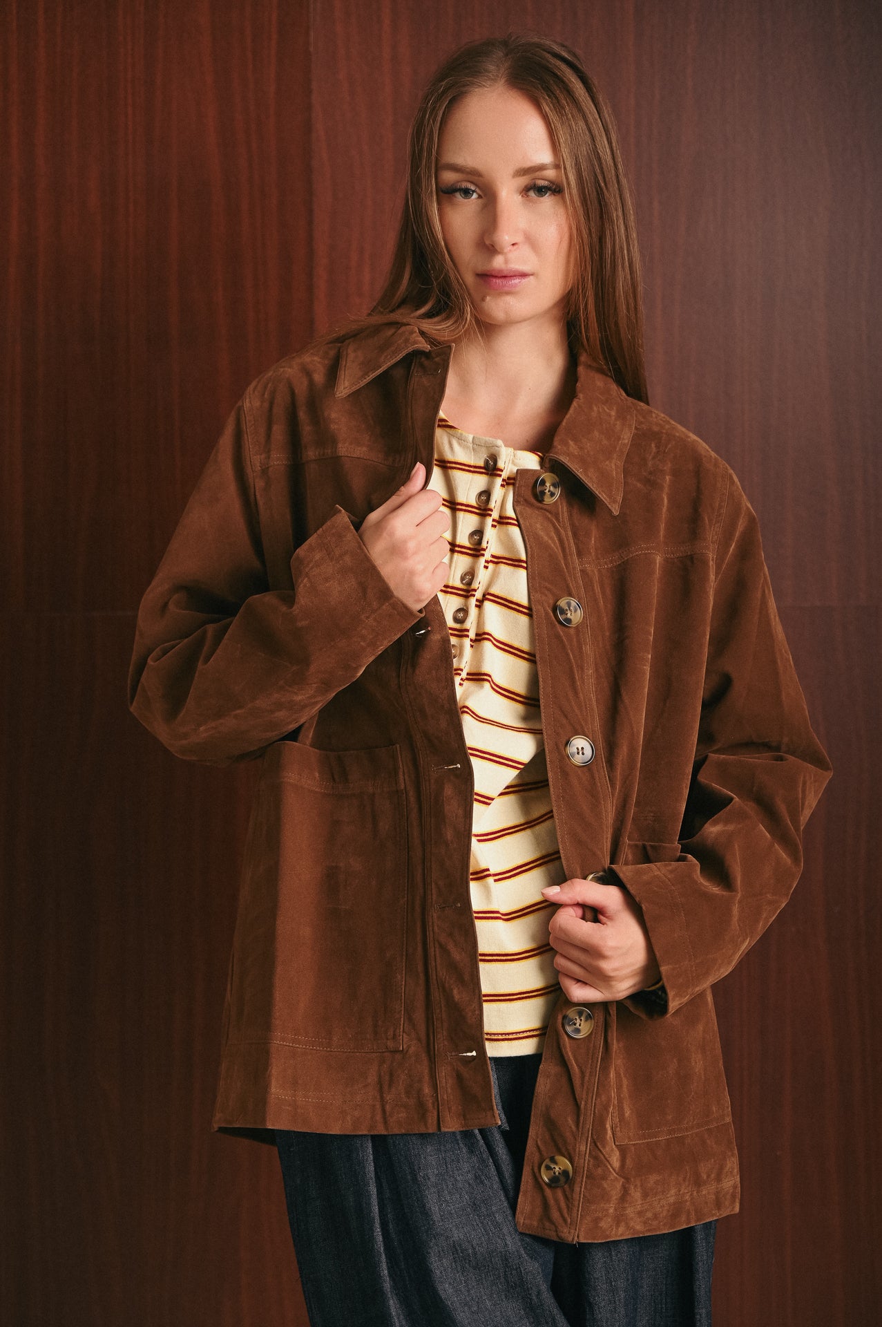 Giacca Dayana donna effetto suede color camel