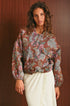 Giacca donna in tessuto jacquard floreale con bottoni