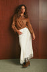 Gonna lunga donna color panna con frange