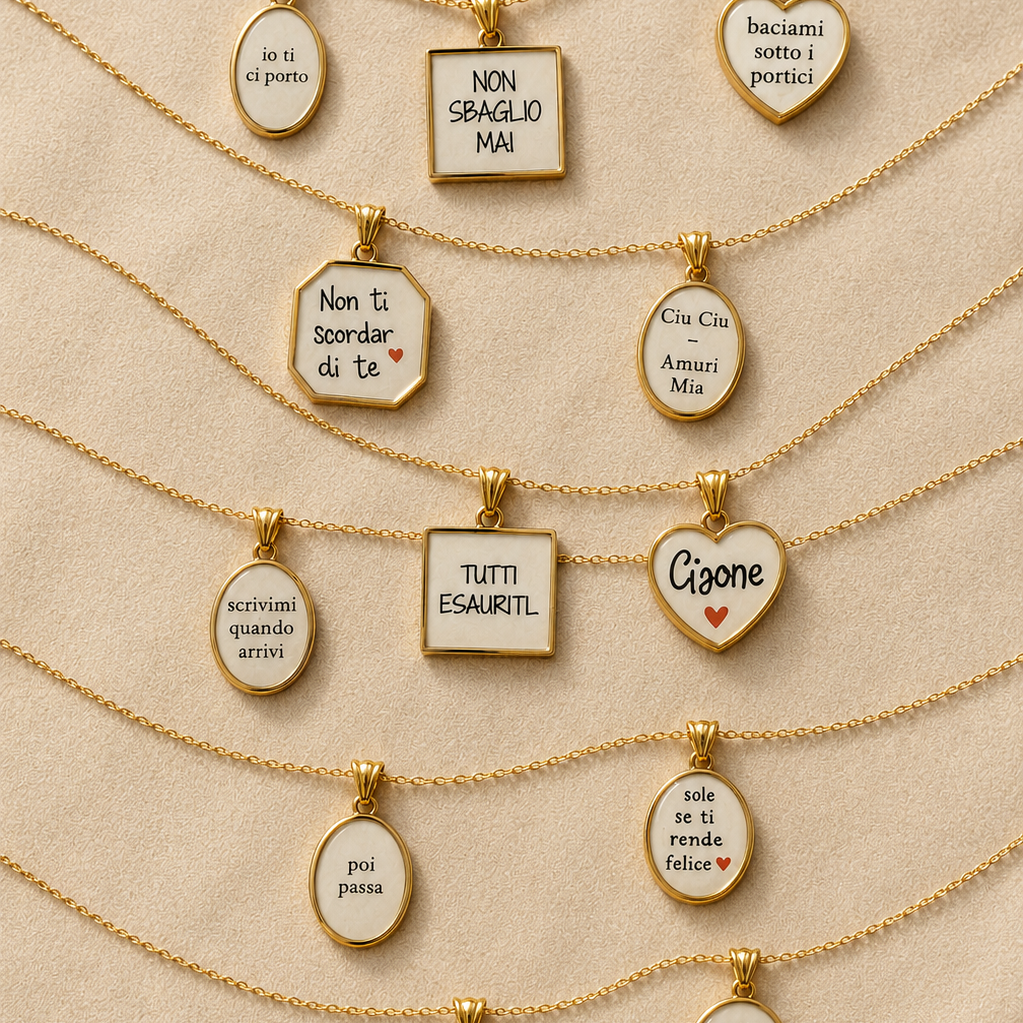 Collana Message in Acciaio Gold con Frasi