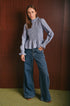 Jeans Palazzo Donna Regular Length in Denim Blu a Vita Media