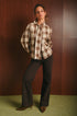 Jeans donna color caffè a vita alta in 100% cotone