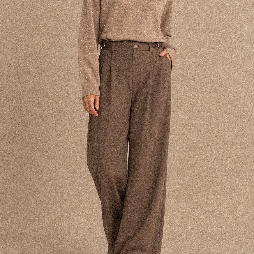 Pantalone Donna Taipei a Zampa con Fibbie Laterali