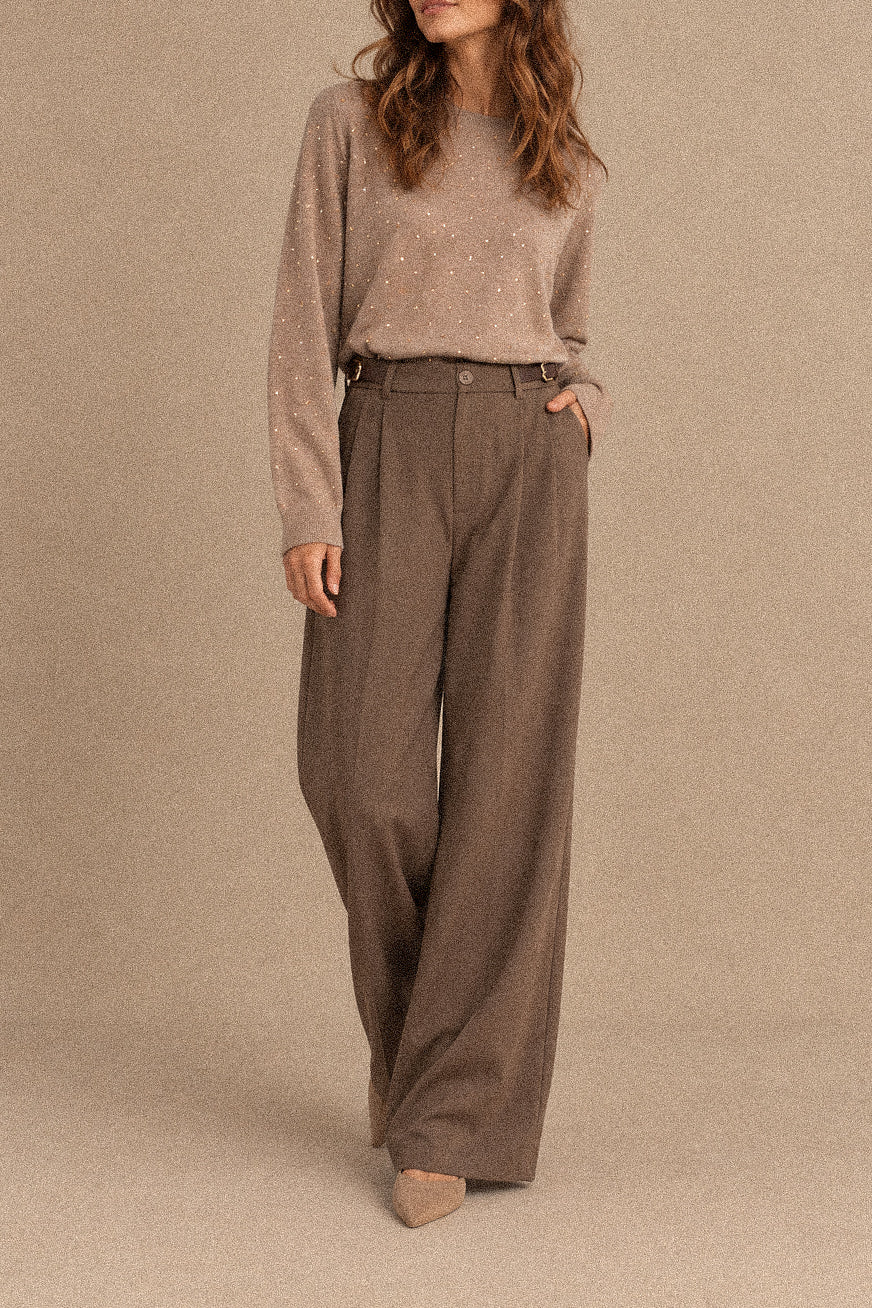 Pantalone Donna Taipei a Zampa con Fibbie Laterali