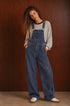 Salopette Donna in Denim Blu 100% Cotone con Pantalone Balloon e Bretelle Regolabili