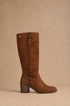 Stivale Donna in Pelle Scamosciata Marrone con Tacco 8 cm