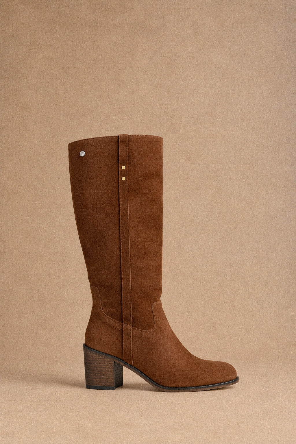 Stivale Donna in Pelle Scamosciata Marrone con Tacco 8 cm