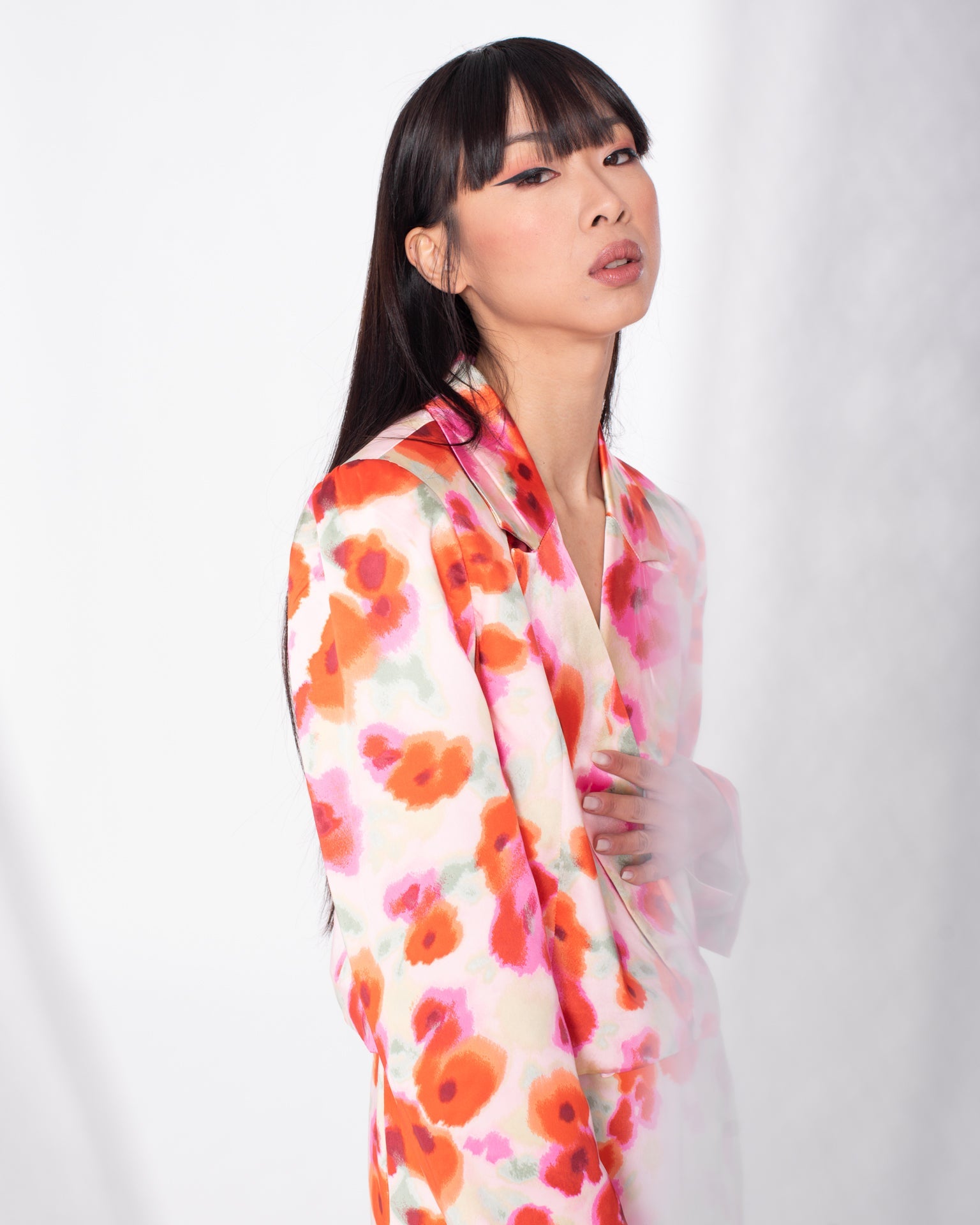 Blazer corto fantasia fiori - Unico Officina Di tendenza