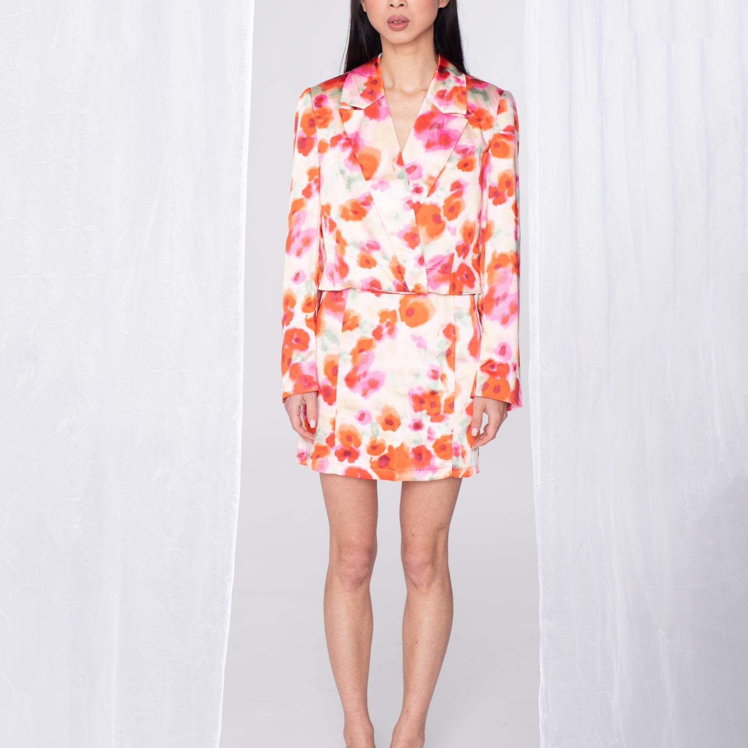 Blazer corto fantasia fiori - Unico Officina Di tendenza